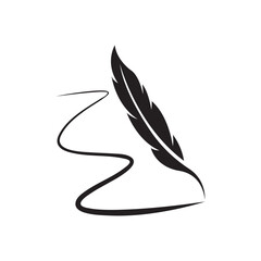 Feather quill design icon and logo illustration