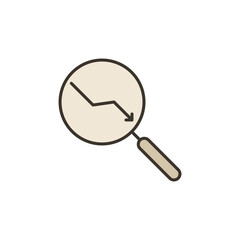 Magnifying Glass with Falling Arrow vector Sanctions concept colored icon