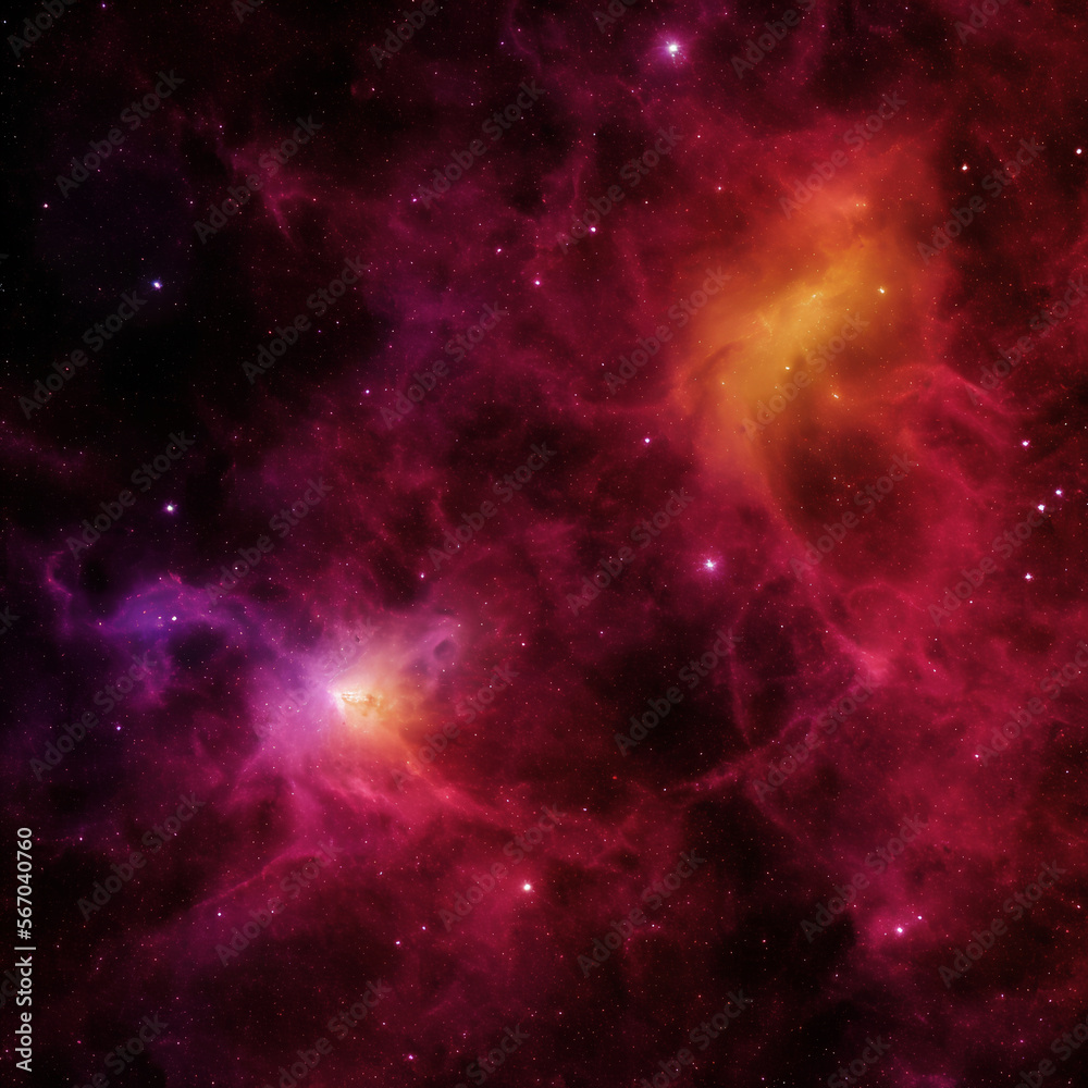 Wall mural large red nebula in outer space. generative artificial intelligence.
