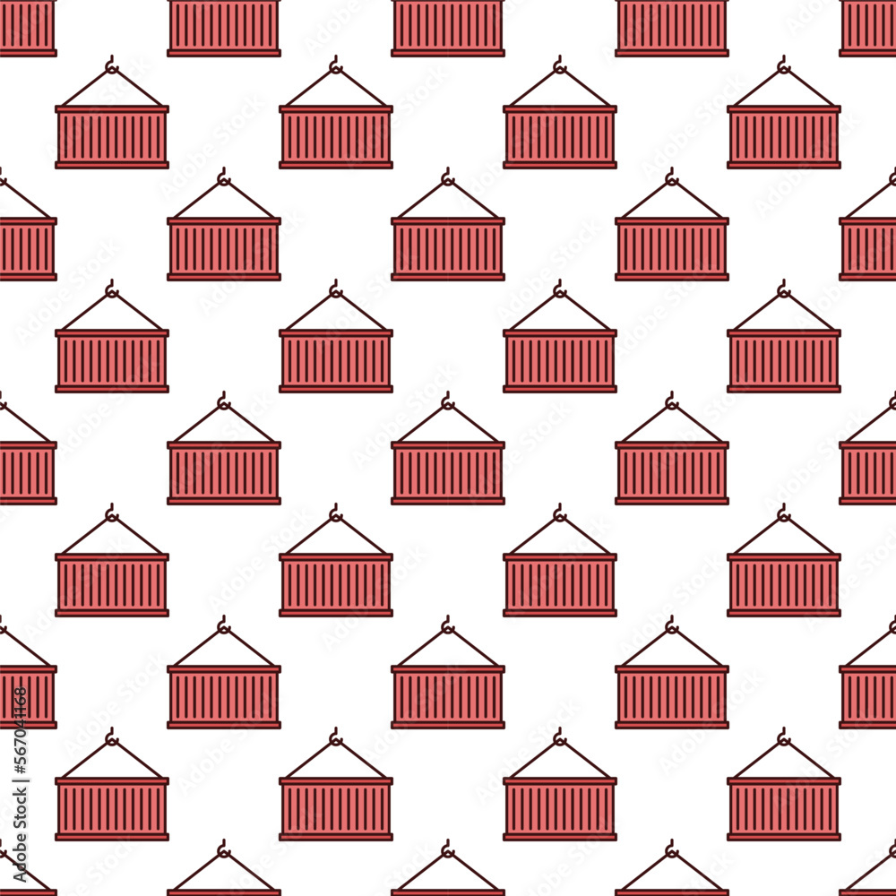 Wall mural Red Containers vector Shipment concept seamless pattern