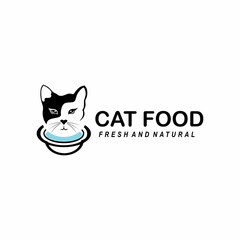 cat food logo design using cat icon vector template