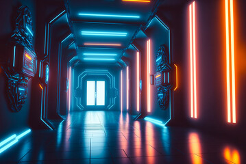 background futuristic neon lights.generative ai