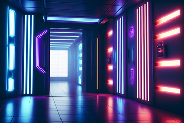 background futuristic neon lights.generative ai