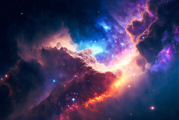 Obraz na płótnie Canvas Discover the Wonders of Nebula Galaxies background. Generative Ai