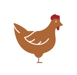 Chicken color icon. Animal and natural and organic farming. Farming and agriculture. Poster or banner for website. Logotype for company or organization. Cartoon flat vector illustration