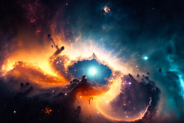 Fototapeta na wymiar Discover the Wonders of Nebula Galaxies background. Generative Ai