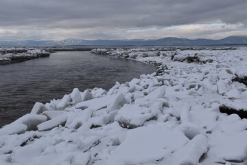 The river in winter, Montmagny, Québec, Canada
