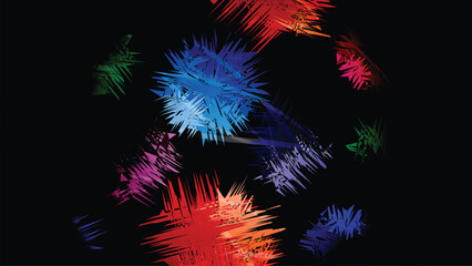 Colorful Spiky Shapes on Black Background