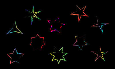 Set of stars glitter shape icons flakes decorative abstract background pattern website template vector illustration