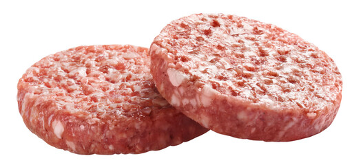Raw minced beef meat for burgers cut out