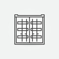 Shipping Container vector concept outline simple icon - Front View