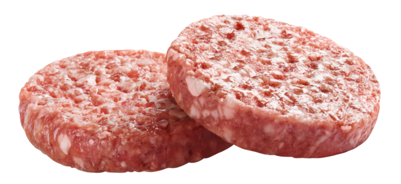 Raw minced beef meat for burgers cut out