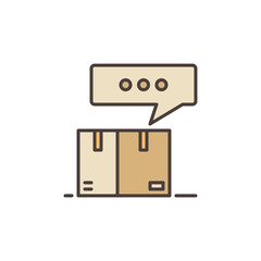 Speech Bubble and Cardboard Box vector concept colored icon