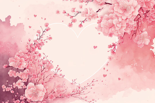 Valentine Background watercolor Generative AI