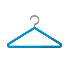 Blue clothes hanger icon. Vector.