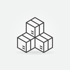Three Boxes vector concept thin line minimal icon