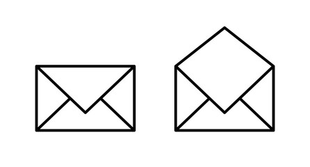 Unopened and opened mail icon set. Letter Set. Vector.