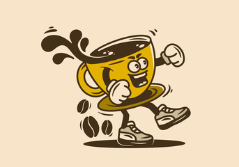 Mascot character illustration of a cup of coffee
