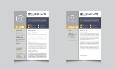 Resume Template, Cv Cover Letter Layout and  Page Set Jobs Resumes