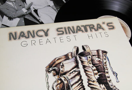 Viersen, Germany - 8. June 2022: Closeup of vinyl record cover album by singer Nancy Sinatra