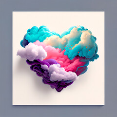 heart shaped cloud card in a colorful composition