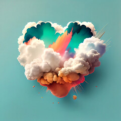 Heart shaped cloud and colorful composition