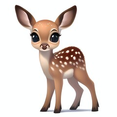 Deer Cartoon character. Reindeer Cute little animal illustration on white background. AI