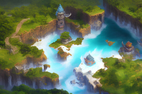 RPG Map Scenery (Mobile Games Style)- Background for Level Design, RPG and Indie Games Mobile (AI)