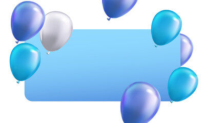 3D realistic party decoration helium balloon with confetti and card