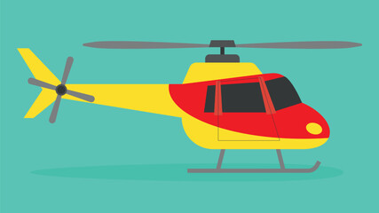 Yellow and red helicopter - illustration - obrazy, fototapety, plakaty
