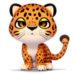 Fototapeta na wymiar Leopard Cartoon character. Cute little animal illustration on white background. AI