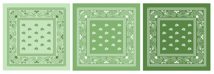 Green bandana kerchief paisley fabric patchwork abstract vector seamless pattern - obrazy, fototapety, plakaty