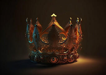 beautiful golden crown on dark background