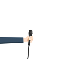 businessman holding the modern microphone on PNG white transparent clipping  background, Vector illustration stock 