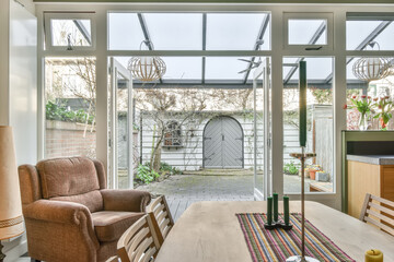 Interior of dining room near terrace
