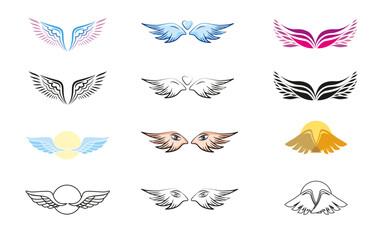 12 ikon wektorowych skrzydeł