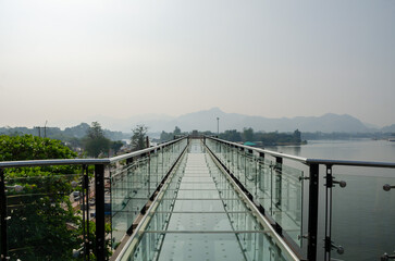 Skywalk over the river Kwai Yai and Kwai noi at Kanchanaburi, Thailand
