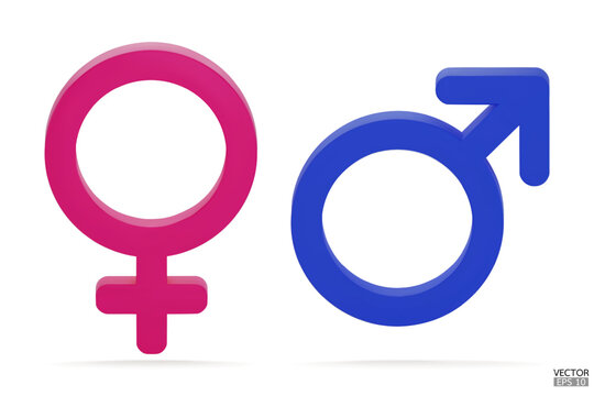Male and Female symbol icon isolated on white background. Male and female icon set. The symbol for web site, design, logo, app and UI. Gender Icon pink and blue symbol. 3D vector illustration.