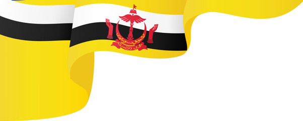 Brunei flag wave isolated on png or transparent background