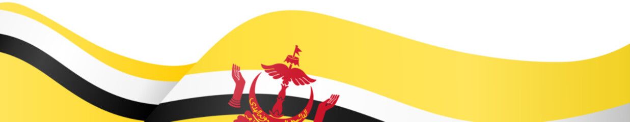 Brunei flag wave isolated on png or transparent background