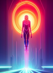 Flying alien with sunlight. Generative AI