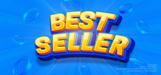 3d style editable text best seller with blue background