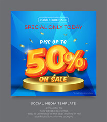 Vector design shopping day discount up to 50 percent for sale instagram post collection