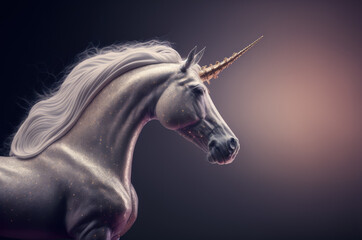 Plakat White unicorn fantasy creature. Generative AI