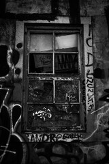 window of abandoned building