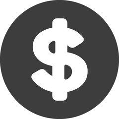 Money sign icon in black circle.