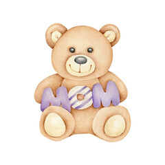 teddy bear toy.Mother's day illustration