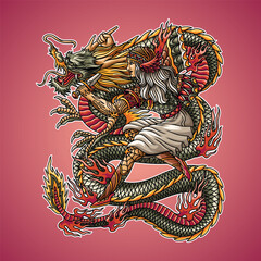 Women Dragon Tattoo Illustration