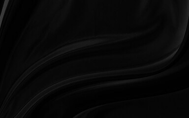 Black gray satin dark fabric texture luxurious shiny that is abstract silk cloth panorama background with patterns soft waves blur beautiful.