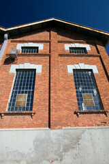 Old railroad substation building in countryside of Sao Paulo state, Brazil